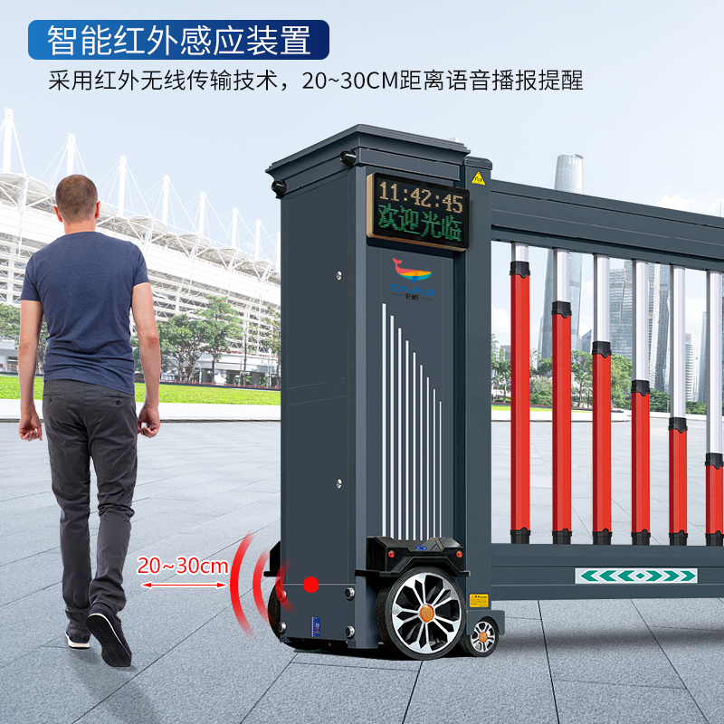 CJ-ZDM1011智能电动段滑门平移门工厂单位电动大门分段直线门高清大图