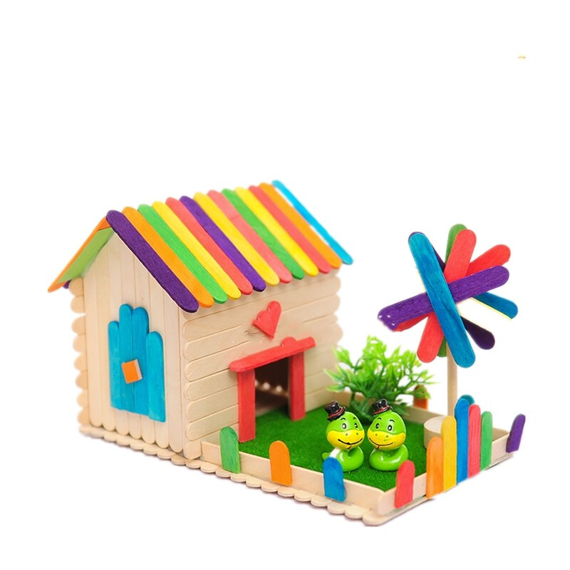 雪糕棒diy创意小房子模型小屋手工亲子幼儿园儿童手工制作材料包生肖小蛇的家材料包参数配置 规格 性能 功能 苏宁易购