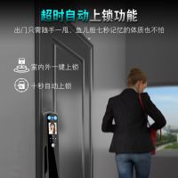 人脸识别门锁指纹锁家用防盗门密码锁智能带猫眼监控刷脸面部解锁 香槟金