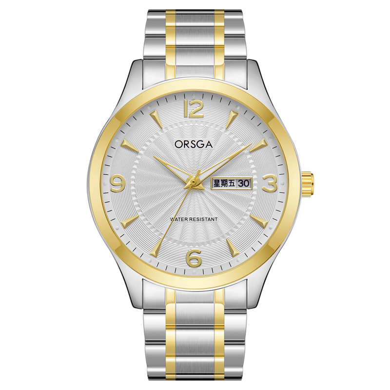 ORSGA手表男休闲简约男士手表学生石英表双日历防水男表生日礼物推荐1168G