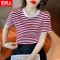 短袖T恤女新款韩版女装上衣宽松条纹洋气外穿