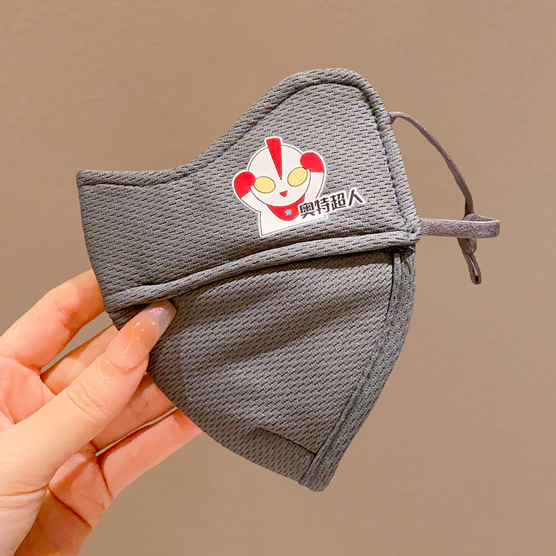 奥特曼口罩儿童口罩冬季宝宝防风男女童纯棉厚保暖面罩透气可水 2#深灰奥特曼（鼻处隐形开口透气）