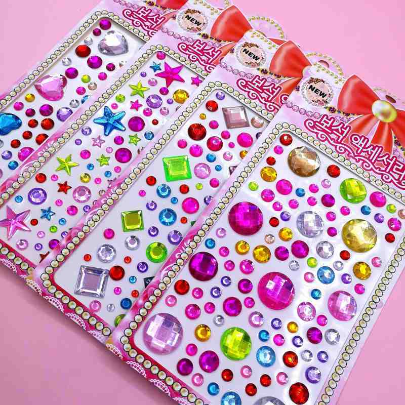 贴纸儿童钻石贴纸幼儿园表演奖励粘贴纸卡通水晶宝石装饰手工贴画