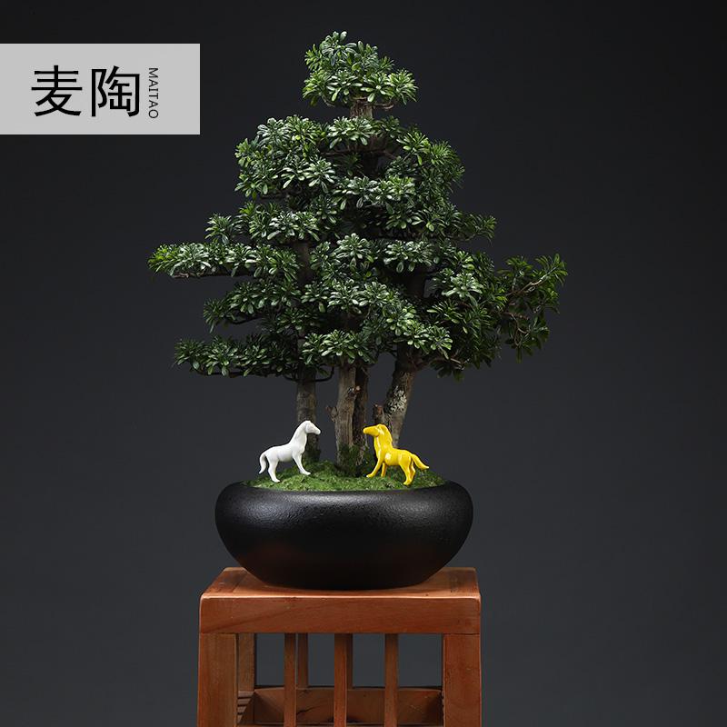 美帮汇仿真新中式迎客松盆景绿植客厅酒店家居玄关装饰品样板间软装摆件高清大图