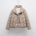 冬季保暖新款羽绒服女立领修身气质小个子简约纯色外套潮 XL 卡其色
