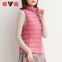 雅鹿女款时尚羽绒服马甲冬装短款修身坎肩马夹轻薄羽绒背心