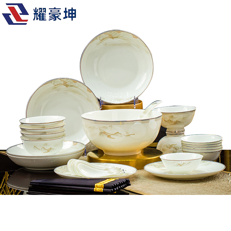 耀豪坤 江山如画骨瓷餐具套装36件套礼盒 YHLQ-36/套