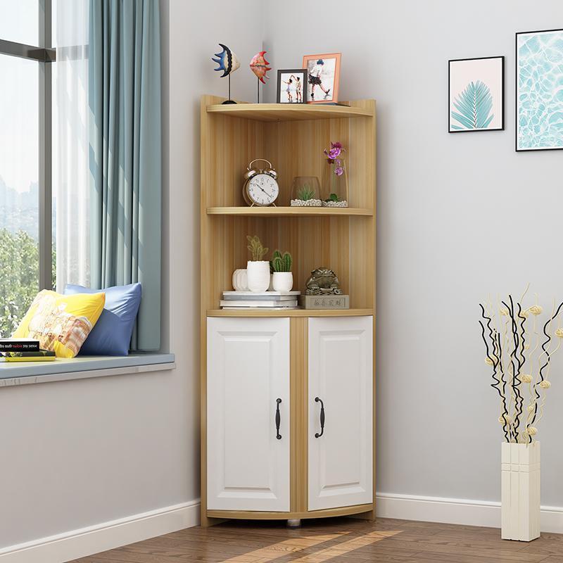 森美人转角柜衣柜组合墙角置物架三角置物柜收纳架拐角边角卧室客厅弧形 浅胡桃色+白门60*60*150组装