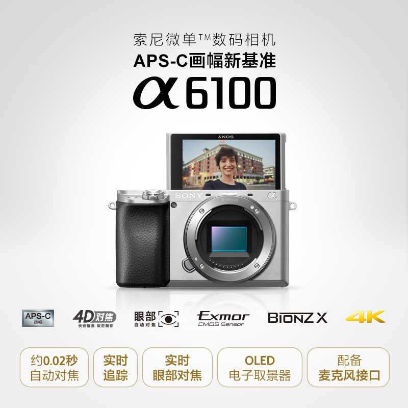 索尼(SONY)ILCE A6100(16-70mm)银色 数码微单相机 单镜头套装 约2420万像素