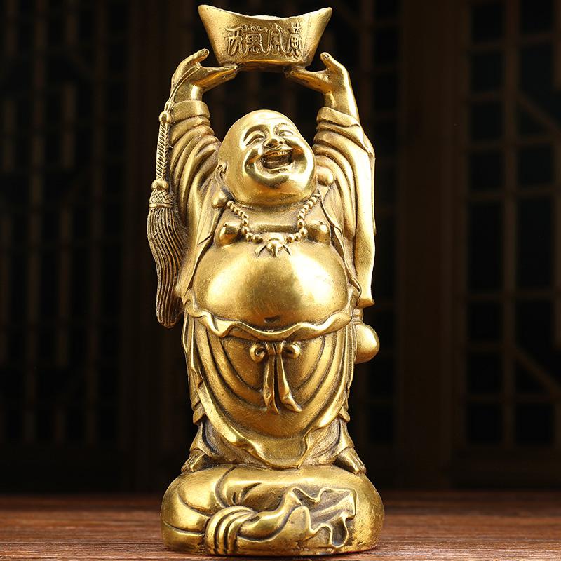 美帮汇铜弥勒佛摆件客厅玄关电视机柜家居装饰品乔迁送人礼品高清大图