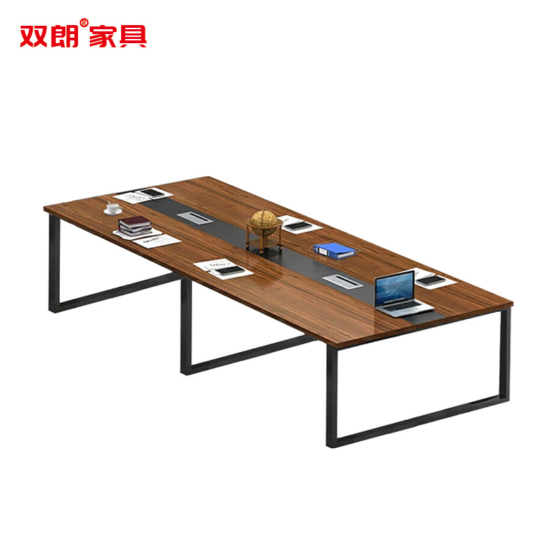 双朗 钢架会议桌按米计算 SL-SF102575B 1000*1500*750mm 胡桃色 米高清大图