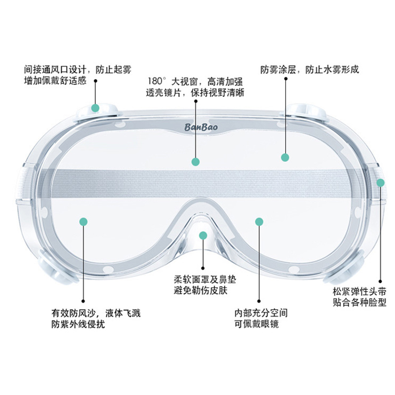 邦宝 医用隔离眼罩防飞沫防粉尘实验课护目镜
