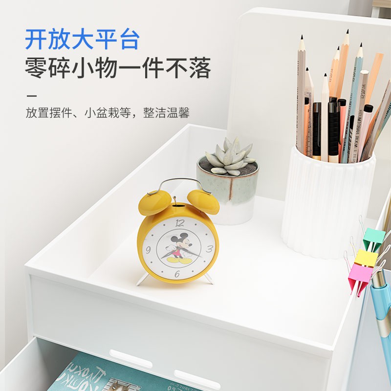 笔筒创意时尚可爱桌面仿木质透明大容量儿童卡通学生多功能收纳盒 三维工匠 卡其中号高清大图