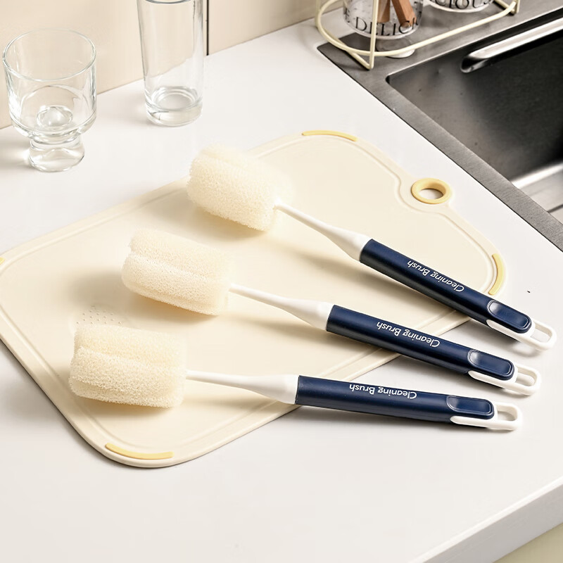 梦庭 杯刷奶瓶刷长柄海绵洗杯子神器清洁无死角刷子可替换刷头套装高清大图