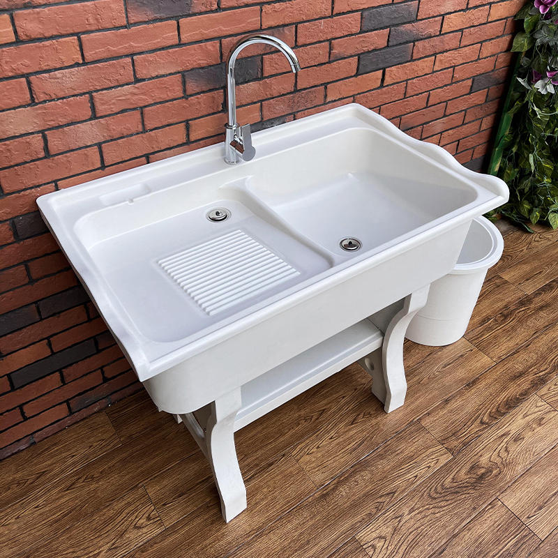 池阳台家用庭院室外石英石洗衣台脸盆大理石头一体带搓板水芭德雅视频