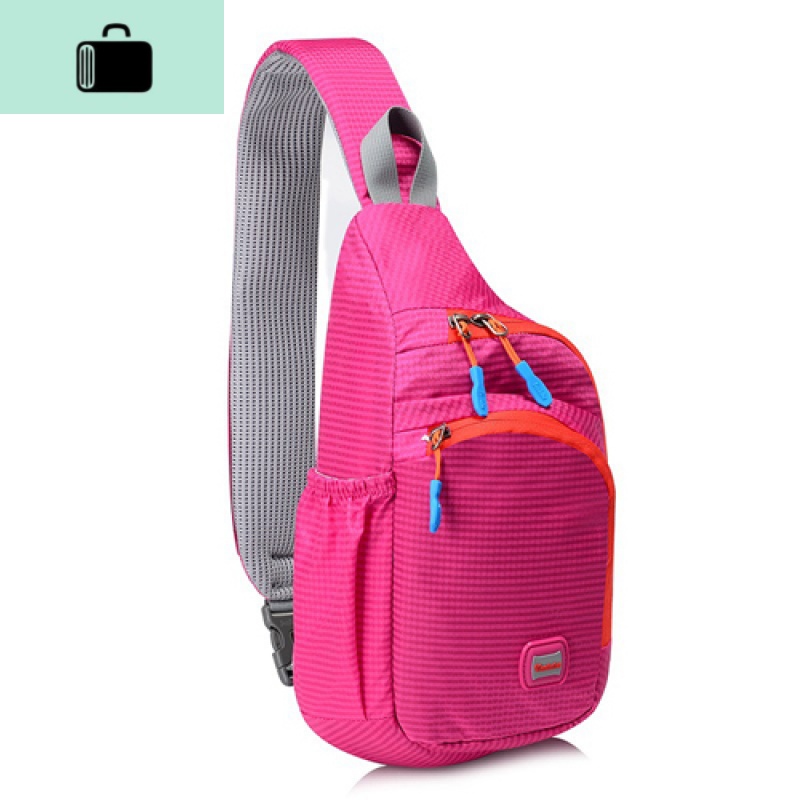 胸包男女休闲时尚尼龙单肩斜挎包跨包韩版户外登山旅行零钱手机包NEW LAKE女士钱包/卡包 玫红色