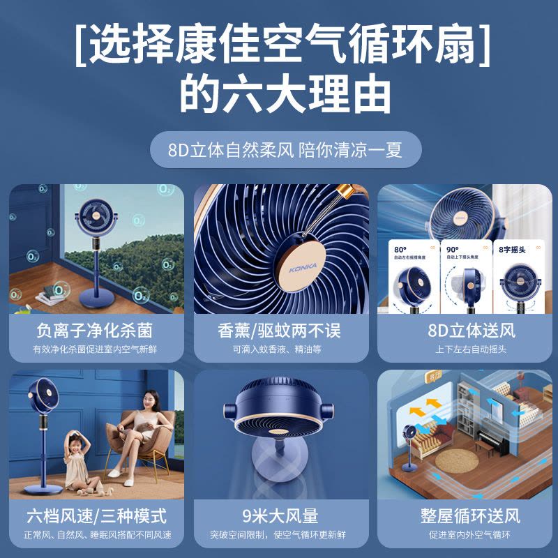 康佳智能语音空气循环扇制冷电风扇家用音静落地扇涡轮台立式图片