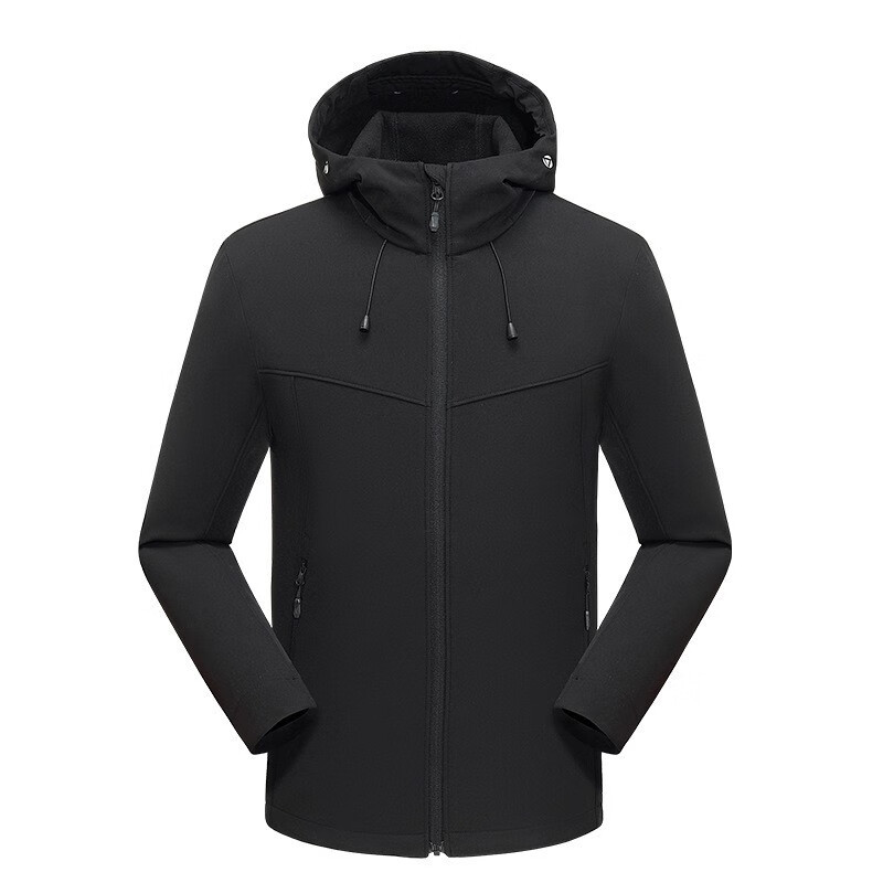 Tri-polar户外冲锋衣男女款加绒外套加绒单层防风秋外套风衣TP8453 男士幻影黑 XXXL