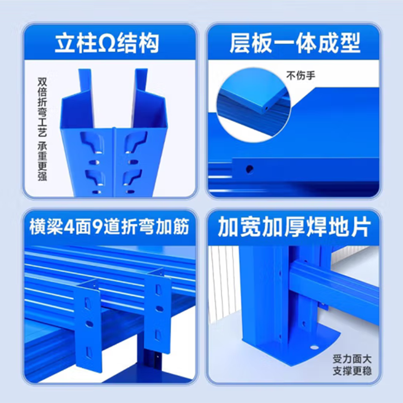 圣德列仓储货架钢制置物架四层每层200kg1500*450*1400mm P-2组高清大图