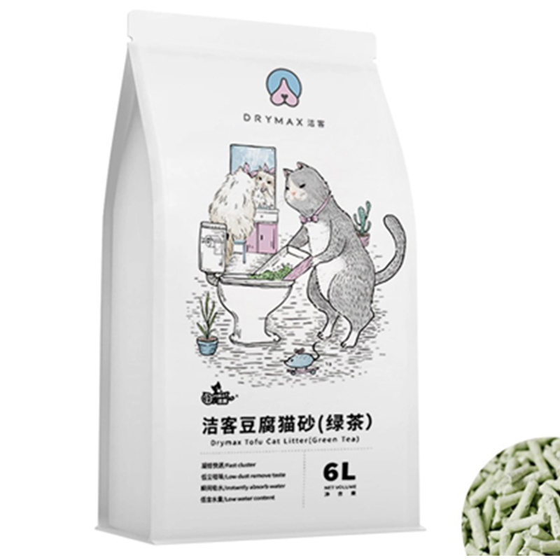 洁客（Drymax）植物无尘结团绿茶味豆腐猫砂6L/2.72KG