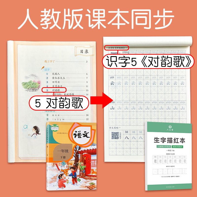 四年级五年级六字帖人教版语文同步小学生楷书儿童课本练字帖生字钢笔上册下册硬笔书法练习写字铅笔每日一练 四年级上册1本【收