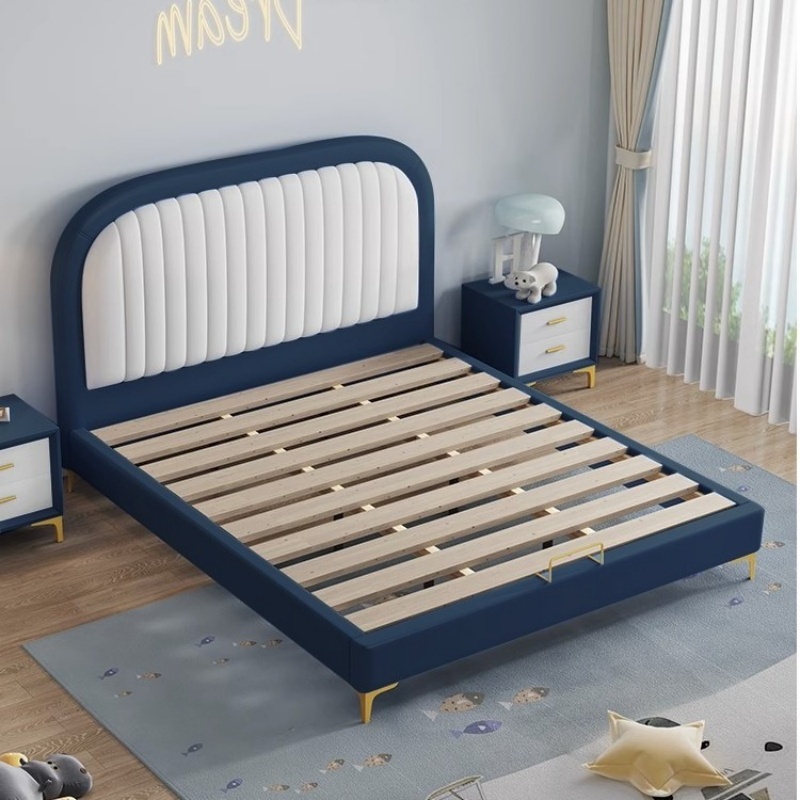 钢琴键小孩软包男孩女孩床粉色轻奢奶油风儿童房公主床 1.5*2.0米 单床