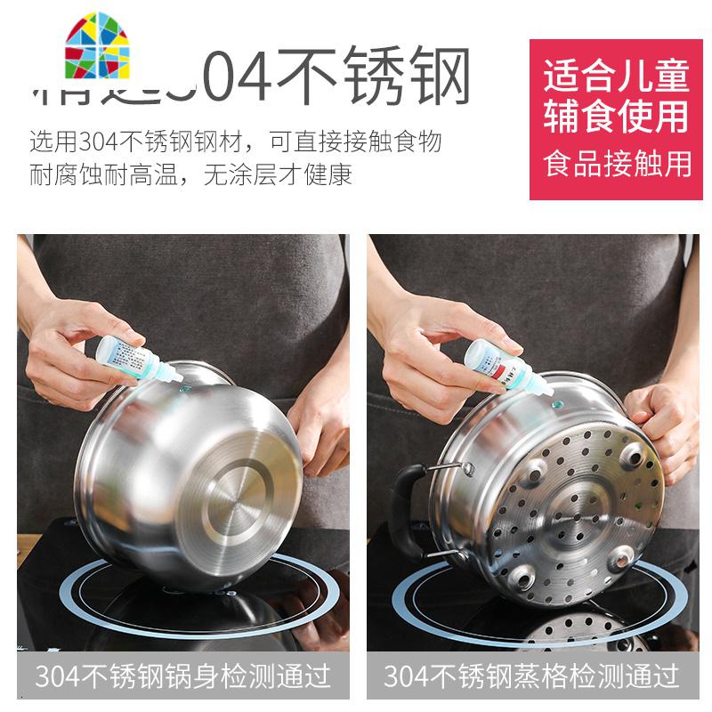 奶锅304不锈钢304加厚家用汤锅不粘煮面锅宝宝辅食锅电磁炉燃气 FENGHOU 16cm单柄奶锅(单底)高清大图