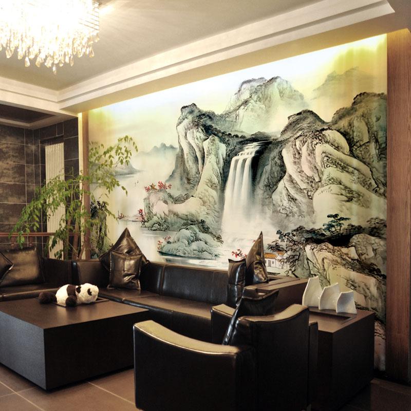 墙纸壁纸 中式墙纸 电视背景墙纸客厅立体山水画大型壁纸壁画壹德壹高清大图