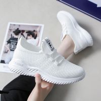 2022新款飞织网面女鞋休闲跑步运动小白鞋韩版潮流透气网鞋 飞织201【白色】 35