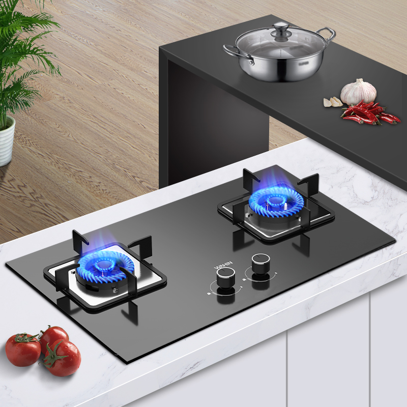 美的出品WAHIN华凌燃气灶JZT-HQ7台嵌两用式钢化玻璃4.5KW猛火一级能效灶具 天然气灶具高清大图