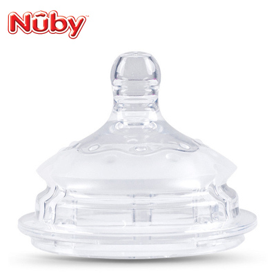 努比(Nuby)宽口径防胀气硅胶奶嘴 带通气阀 L码3滴快流(6个月以上)