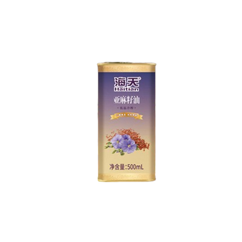 海天亚麻籽油避光隔氧密封保鲜铁桶500ml