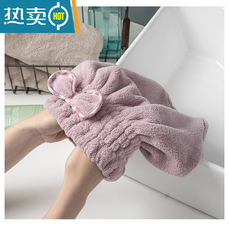 敬平公主干发帽ins吸水速干加厚2021新款女网红可爱浴帽长发 卡其色高清大图