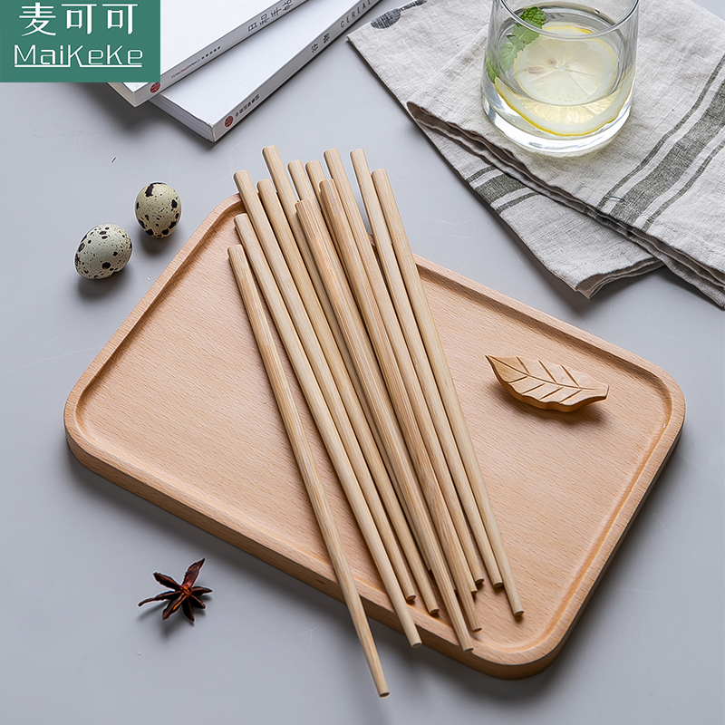 麦可可 家用无漆无蜡筷原木红檀进口抗菌红檀木吃饭筷子10双装