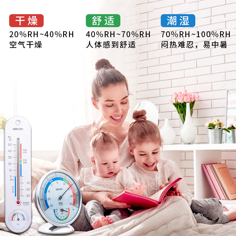 得力温度计家用室内外精准温湿两用 9013S