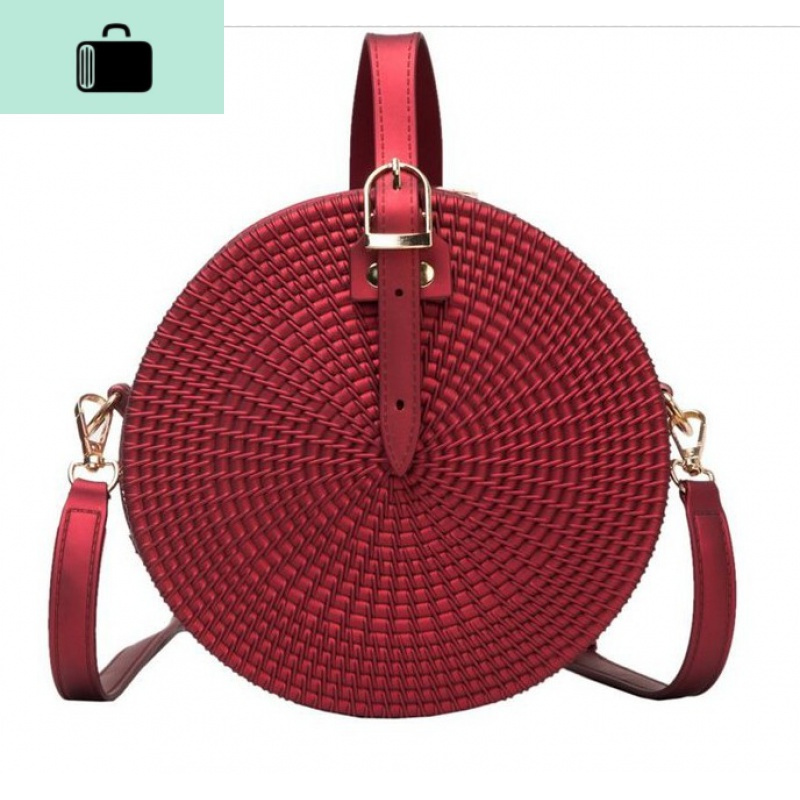 果冻pu革包包新款手提民族风编织感磨砂圆形单肩斜挎洋气女士包new