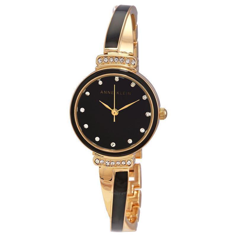 安妮克莱因anneklein女士手表时尚气质水晶光泽黑色表盘女士石英表ank