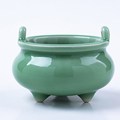 香业青瓷双耳小香炉室内家居日用檀香沉香熏香炉供香佛香炉 弟窑梅子青