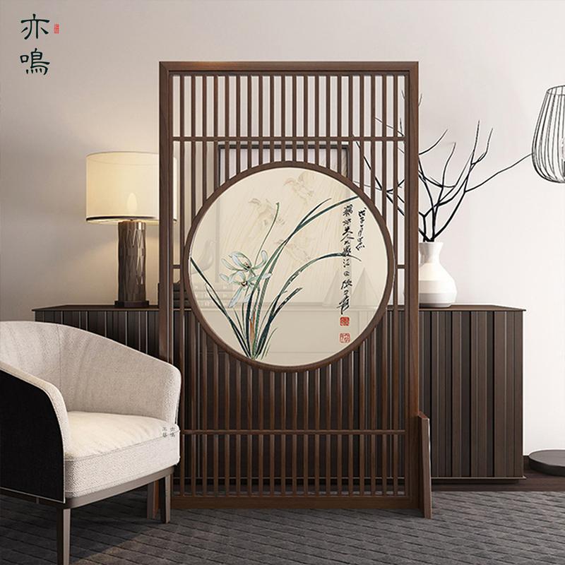BONJEAN新中式实木屏风隔断墙客厅装饰玄关入户简约现公酒店禅意座屏高清大图