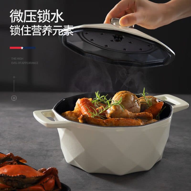 迈卡罗(MACAIIROOS)MC-T24T2珐琅锅铸铁锅 家用煲汤锅炖锅炖盅砂锅焖焗锅双耳炖煮锅图片