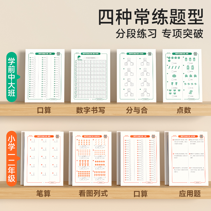 [学前启蒙]数学专项练习纸 [正版]一年级口算天天练人教版小学二三年级上下册口算练习纸幼小衔接学前班数学专项训练10 2高清大图
