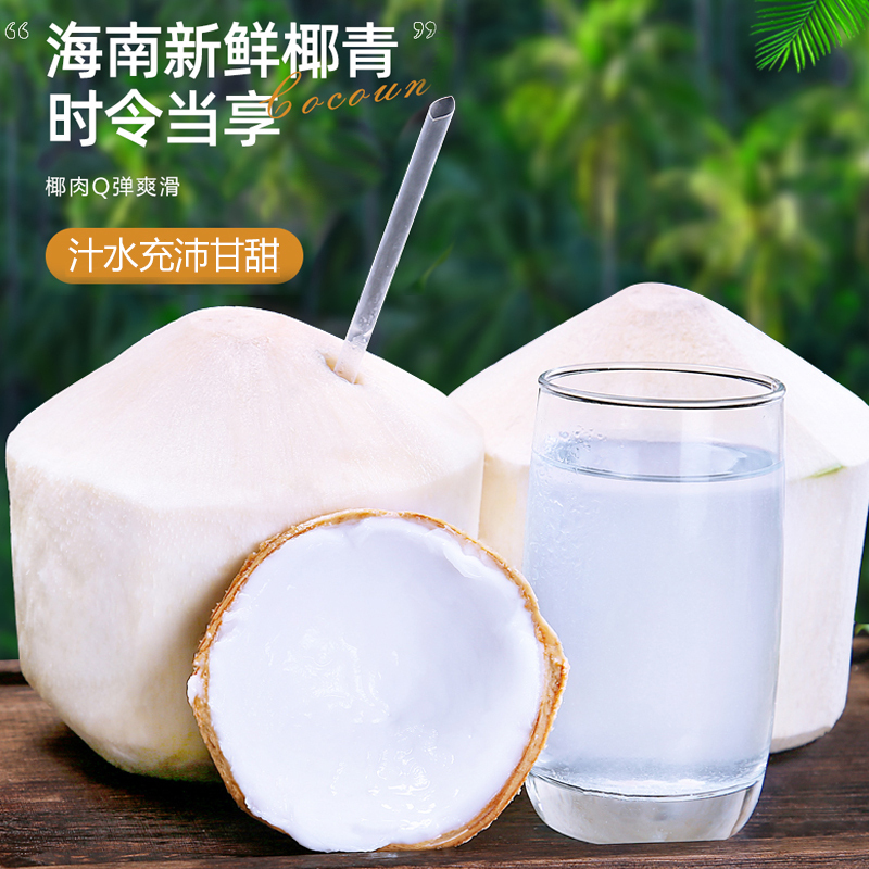 [熊猫鸟]海南椰青 当季热带水果 水果椰子 9个装(2-3斤/个) 送开果器和吸管 营养美味 清甜可口高清大图
