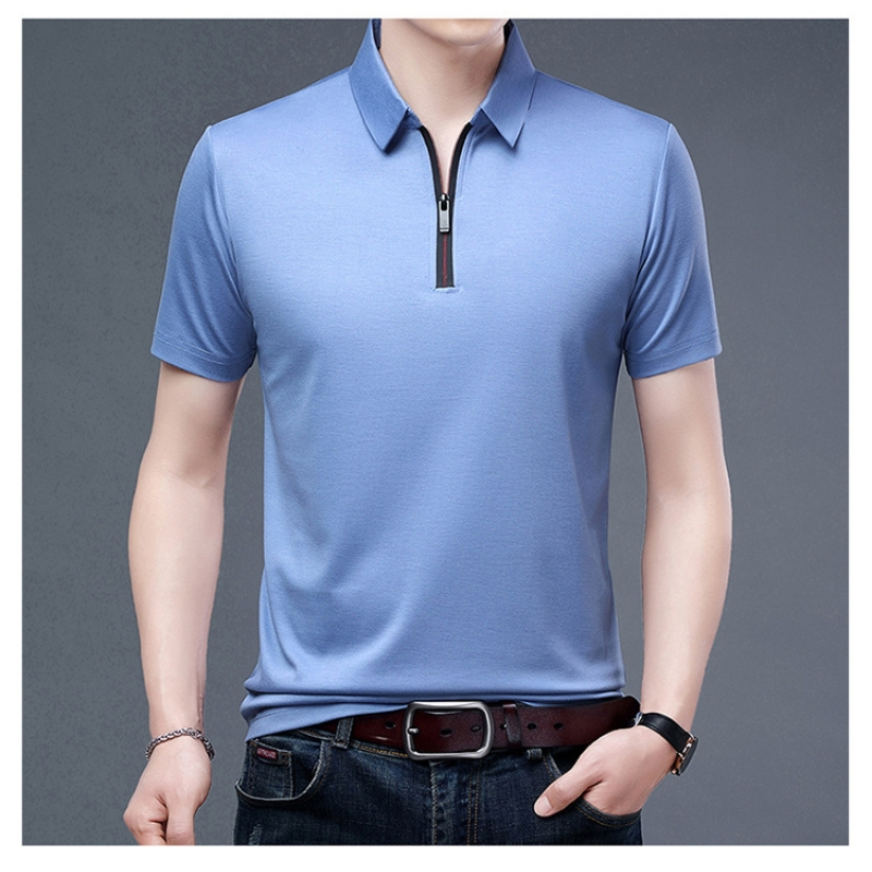 冰丝凉爽男士翻领短袖t恤半袖夏季大码薄款体恤短袖polo衫男122576