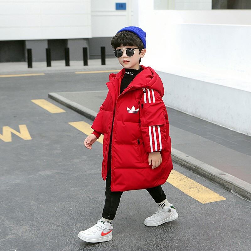 minanser男童童棉服中大童新款时尚棉衣中长款连帽冬季保暖棉袄315岁