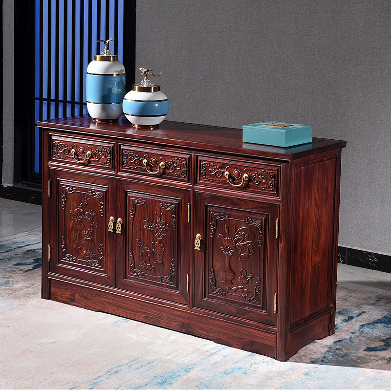 红木家具印尼黑酸枝学名阔叶黄檀餐边柜实木储物柜中式碗柜多功能矮柜