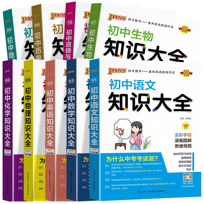 地理 初中通用 [正版]2024版 PASS绿卡初中知识大全语文数学英语物理化学生物道德与法治历史地理 pass绿卡图书高清大图