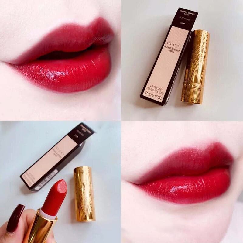 古驰(GUCCI)雾面金管丝缎唇膏口红3.5g 金管25#Gucci正宫红 滋润不掉色图片