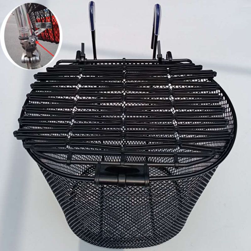 自行车车筐篮子前筐电动车挂篮童车车篮折叠车铁质菜篮山地车车篓视频