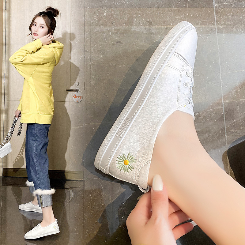 公猴小白鞋女2020新款真皮平底秋季薄款休闲百搭ins潮板鞋秋