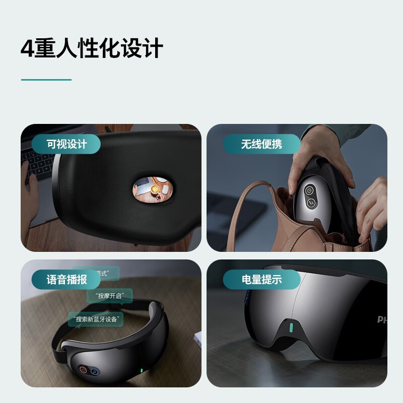 飞利浦(PHILIPS)眼部按摩仪 气囊包裹热敷按摩眼罩 护眼仪成人可视化眼睛热敷仪 送女友实用礼物 PPM3203E高清大图
